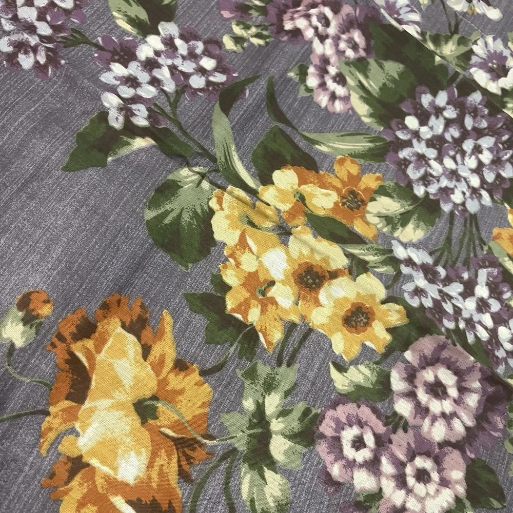 Vtg Arley Purple Floral Standard Pillow Sham Cottage‎ Core Flowers 20x26